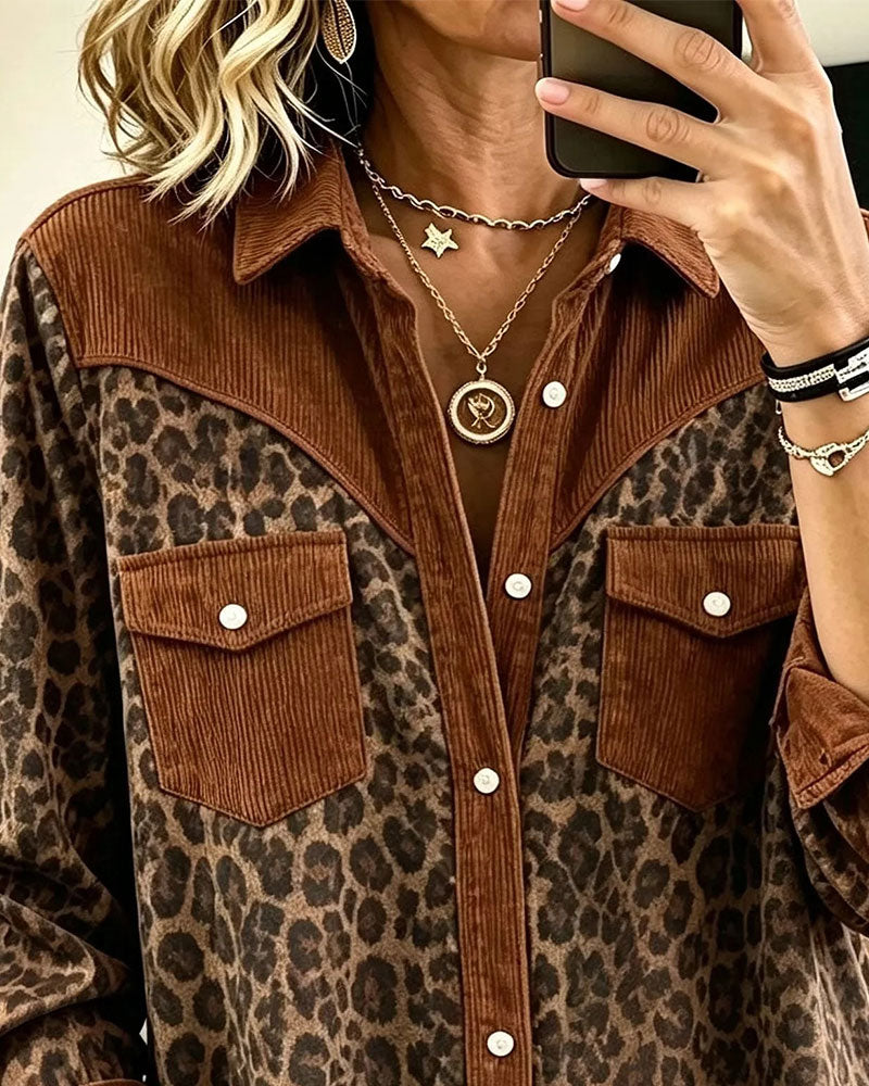 Chemise à imprimé léopard pour femmes