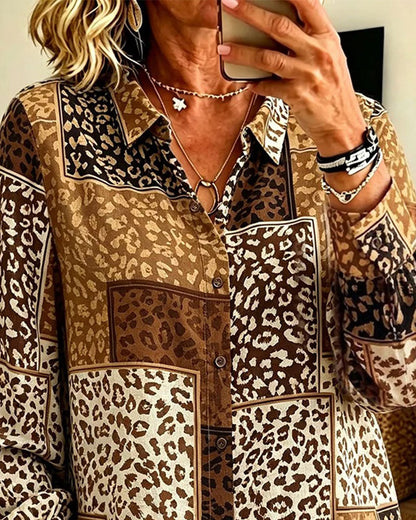 Chemise imprimée léopard pour femmes