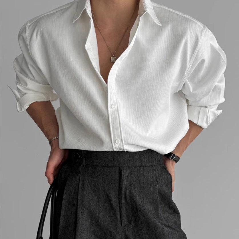 Chemise texturée à col chemise pour hommes