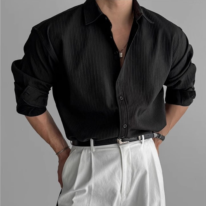Chemise texturée à col chemise pour hommes