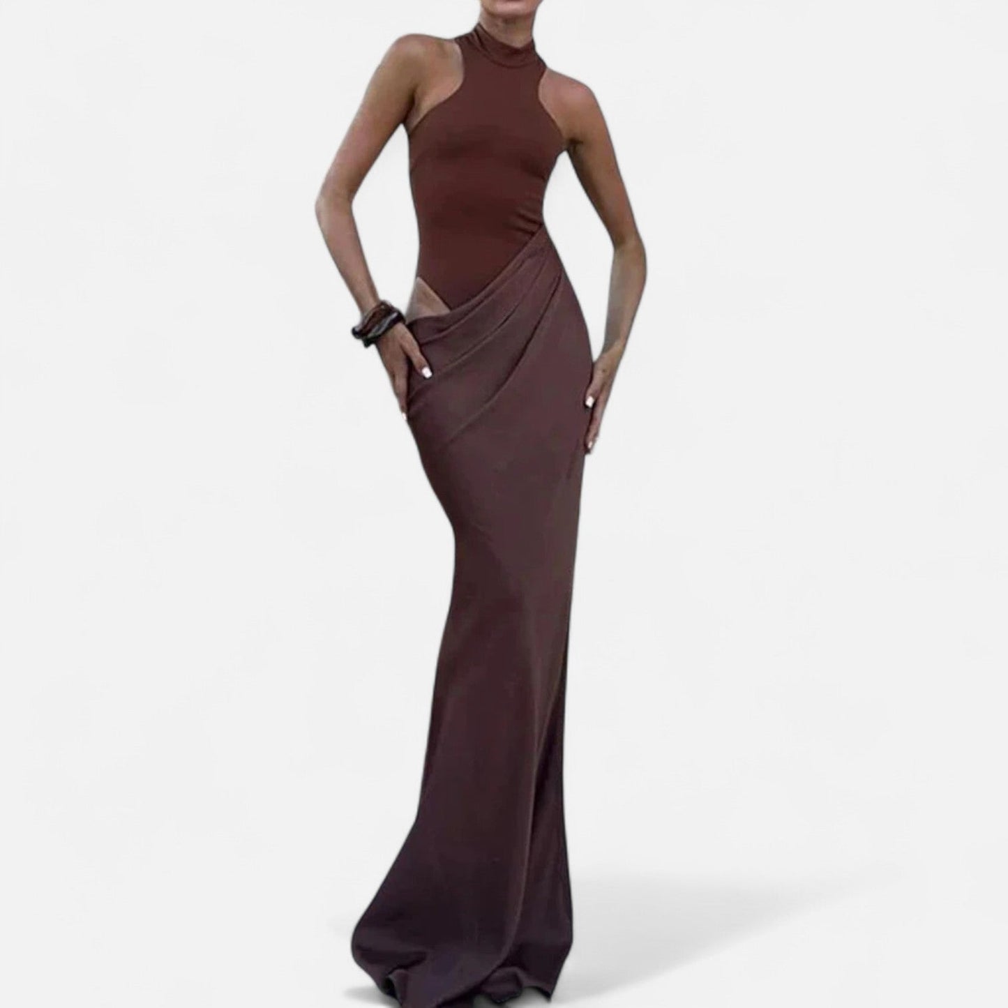 Robe Maxi Avec Col Montant Et Coupe Ajustée Pour Femme | Idéale Pour Les Occasions Formelles