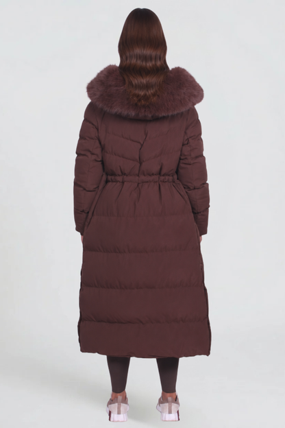 Manteau matelassé long à capuche pour femmes