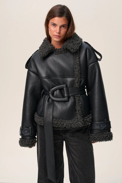 Veste aviateur à bordure texturée pour femmes