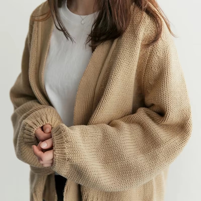 Cardigan à col ouvert et manches amples pour femme | Idéal pour l’automne