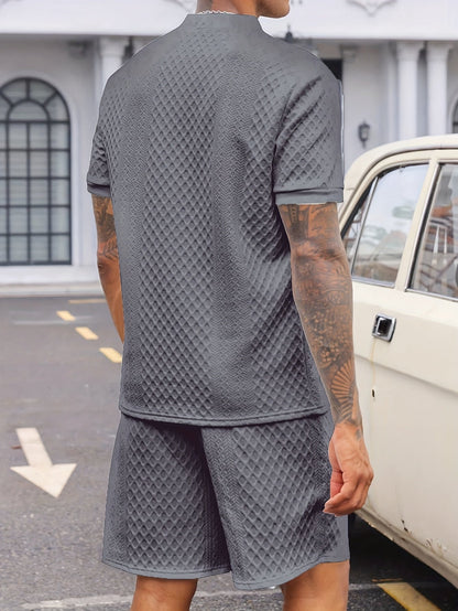 Ensemble Deux Pièces Texturé avec Col Mao pour Homme | Idéal pour Sorties Décontractées