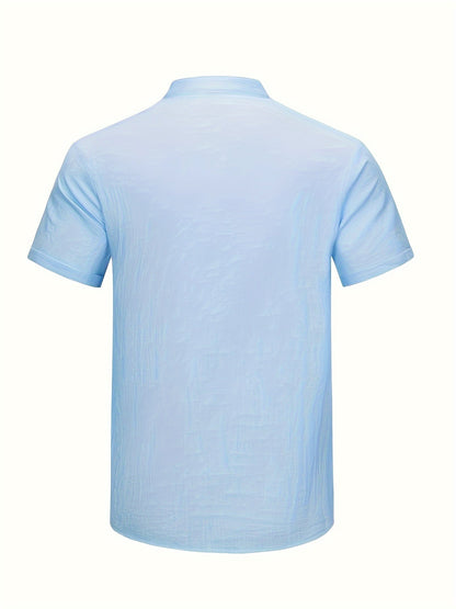 Chemise col montant coupe droite pour hommes
