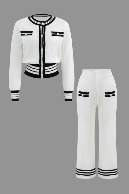 Ensemble Deux Pièces avec Cardigan Court et Pantalon Large pour Femme | Idéal pour le Quotidien et le Bureau