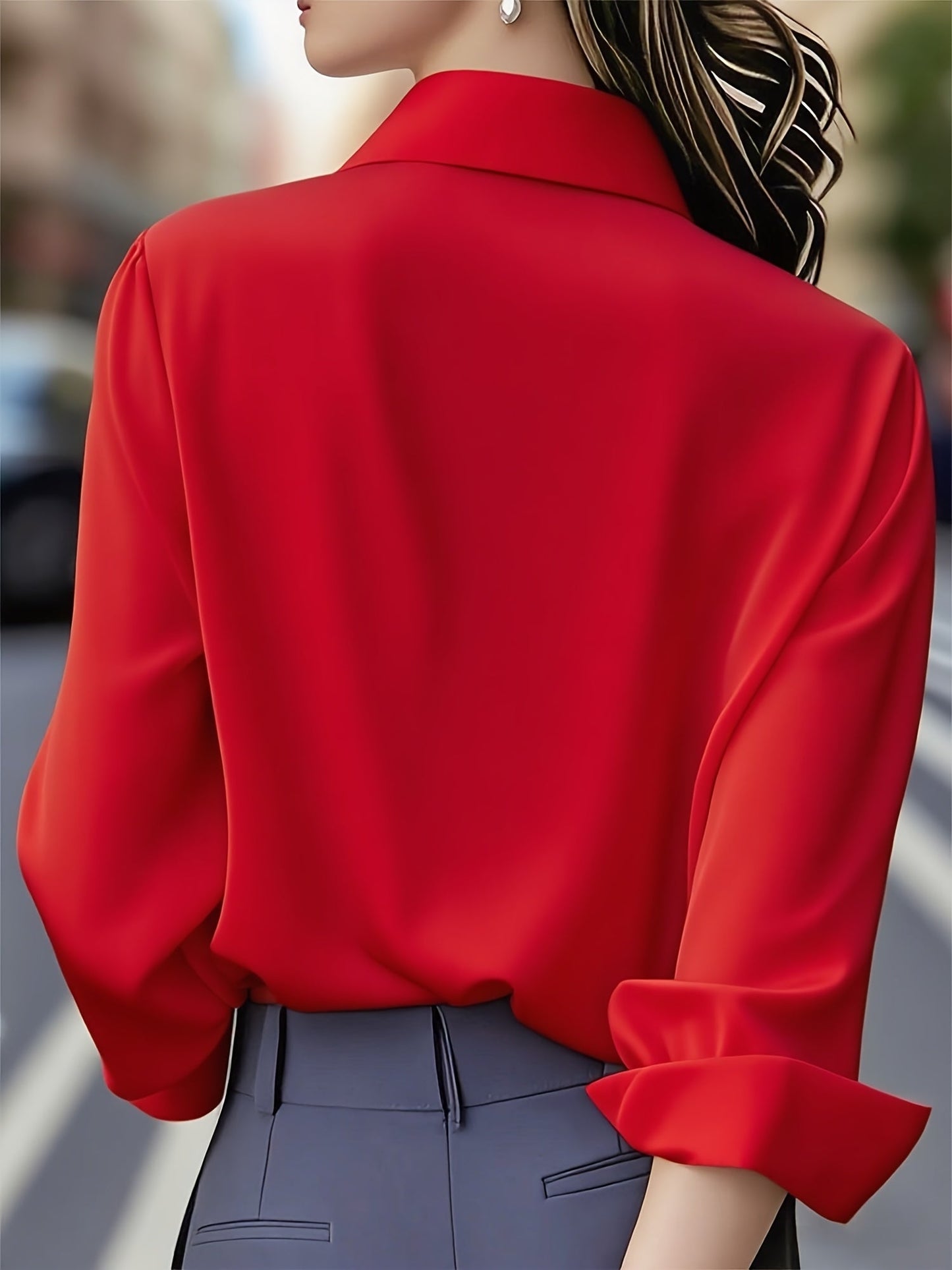 Chemisier À Manches Longues Avec Coupe Ajustée Pour Femmes | Idéal Pour Le Travail Et Les Occasions En Soirée
