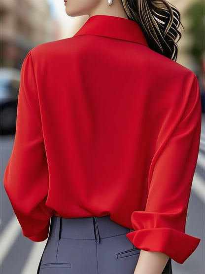 Chemisier À Manches Longues Avec Coupe Ajustée Pour Femmes | Idéal Pour Le Travail Et Les Occasions En Soirée