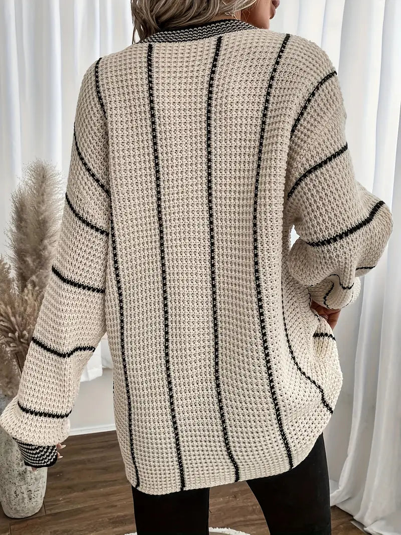 Pull À Rayures Avec Col En V Pour Femme | Idéal Pour Un Usage Quotidien
