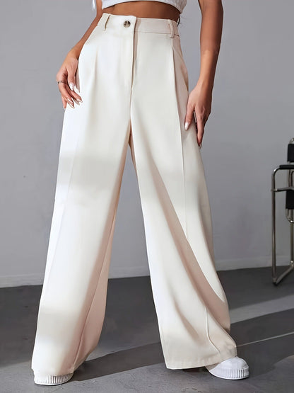 Pantalon Tailleur À Jambe Large Avec Taille Haute Pour Femme | Idéal Pour Usage Professionnel Et Quotidien