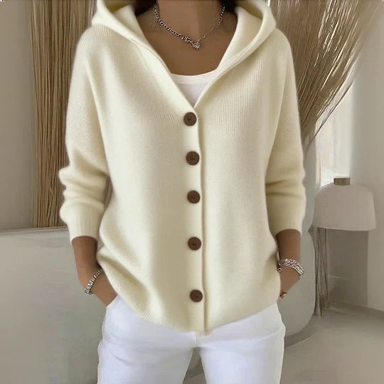Gilet En Maille Avec Capuche Et Fermeture À Boutons Pour Femme | Idéal Pour La Mi-Saison