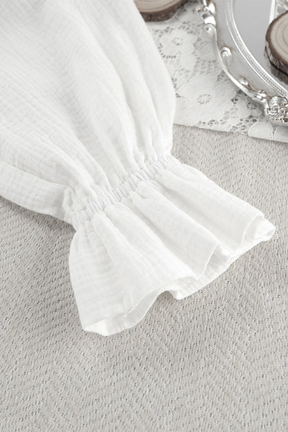 Ensemble Deux Pièces avec Haut à Volants Col V et Manches Longues et Pantalon Coordonné pour Femme | Idéal pour un Usage Quotidien