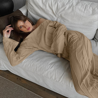 Ensemble Deux Pièces avec Haut à Manches Longues Épaules Tombantes et Pantalon Coordonné pour Femme | Idéal pour un Usage Quotidien