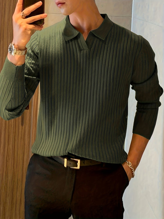Pull Polo à Col Revers avec Encolure en V pour Homme | Idéal pour Tenue de Bureau