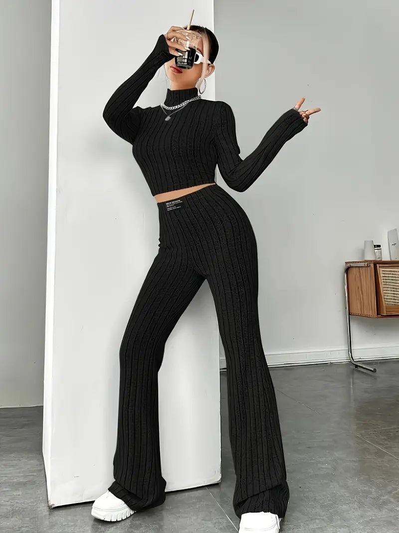 Ensemble Top à Manches Longues et Pantalon pour Femme | Idéal pour le Quotidien et les Sorties Décontractées