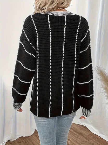 Pull À Rayures Avec Col En V Pour Femme | Idéal Pour Un Usage Quotidien