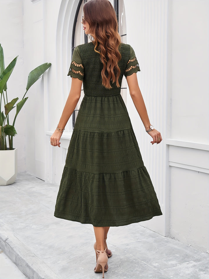 Robe Longue Orange avec Manches en Dentelle pour Femmes | Idéale pour les Événements d'Été