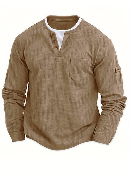 Polo À Manches Longues Avec Col À Boutons Et Poches Fonctionnelles Pour Homme | Idéal Pour Le Quotidien Et Les Occasions Décontractées