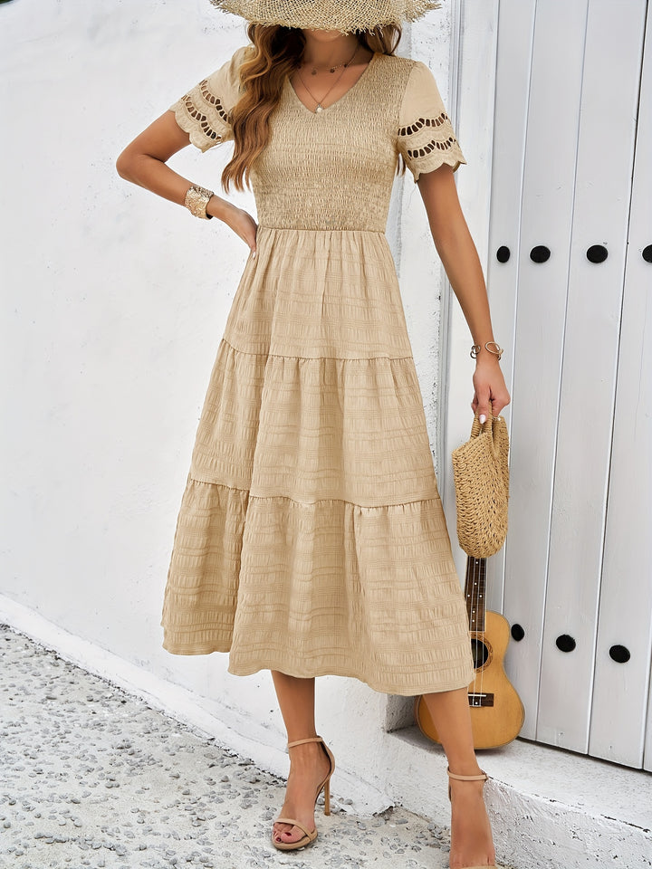 Robe Longue Orange avec Manches en Dentelle pour Femmes | Idéale pour les Événements d'Été