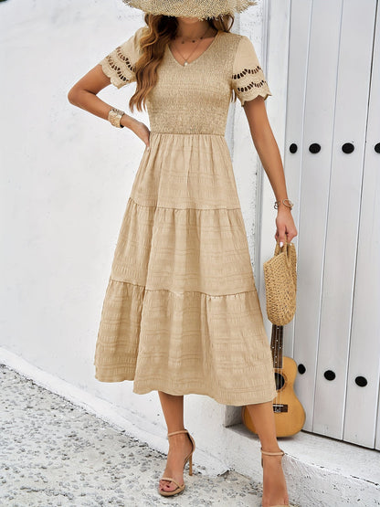 Robe Longue Orange avec Manches en Dentelle pour Femmes | Idéale pour les Événements d'Été