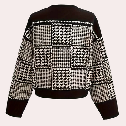 Gilet En Maille À Motif À Carreaux Avec Fermeture À Boutons Pour Femme | Idéal Pour La Superposition