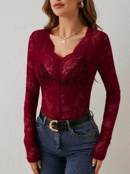 Haut en Dentelle avec Superposition Transparente pour Femme | Idéal pour le Quotidien et les Occasions
