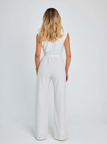 Combinaison Une Pièce Sans Manches Avec Jambes Larges Et Ceinture Ajustable Pour Femmes | Idéal Pour Mi-Saisons