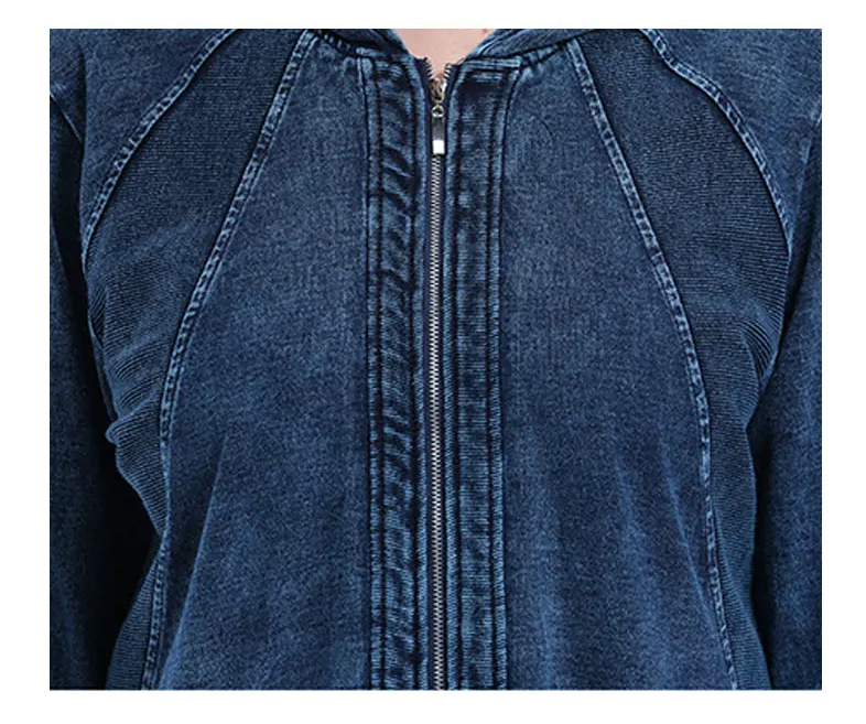 Sweat À Capuche Effet Denim pour Femme Grande Taille | Idéal pour L’Automne