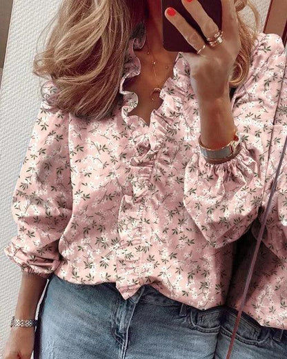 Blouse à Volants avec Manches Longues pour Femme | Idéale pour les Occasions Décontractées ou Habillées