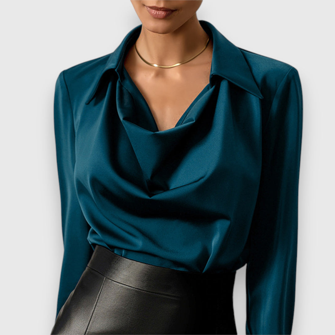 Blouse à Encolure Drapée Avec Manches Longues Pour Femmes | Idéale Pour Toutes Saisons
