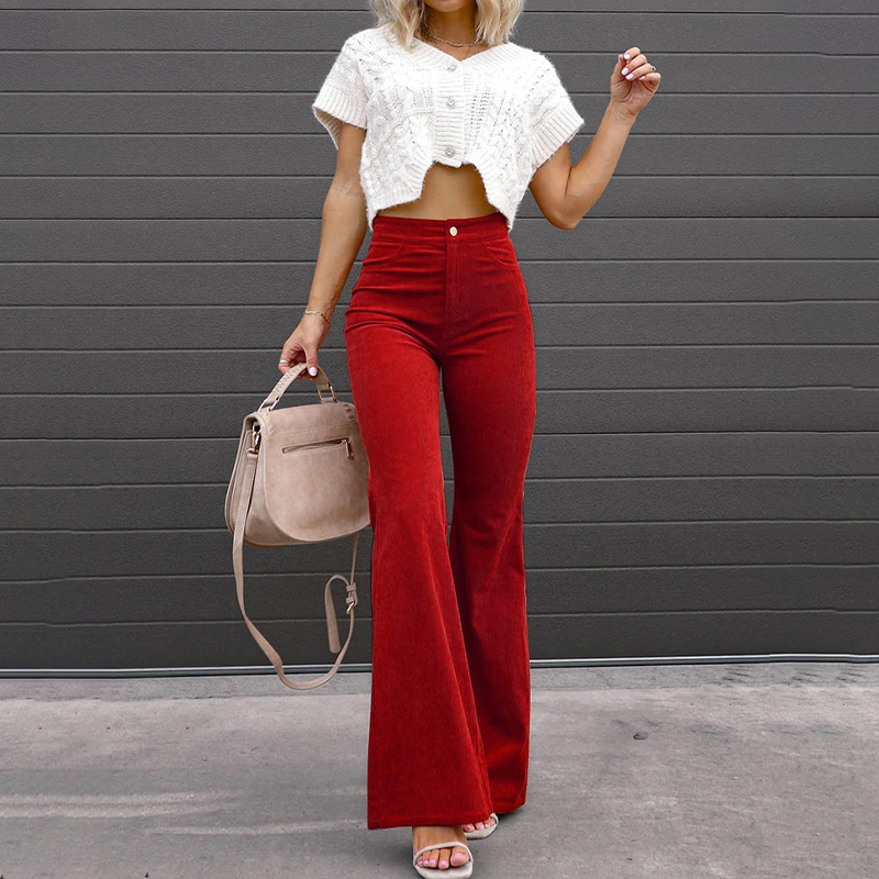 Pantalon Évasé avec Taille Haute pour Femme | Idéal pour le Quotidien ou les Occasions Spéciales