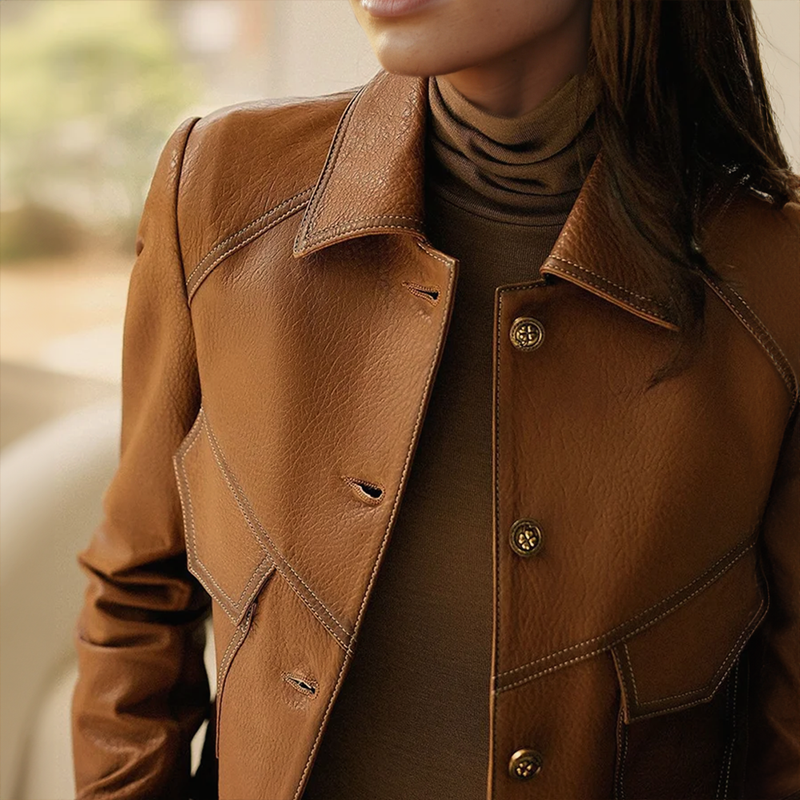 Veste Marron À Manches Longues Et Coupe Polyvalente Pour Femme | Idéale Pour Usage Quotidien