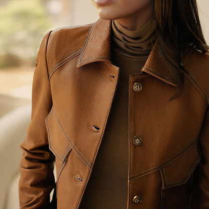 Veste Marron À Manches Longues Et Coupe Polyvalente Pour Femme | Idéale Pour Usage Quotidien