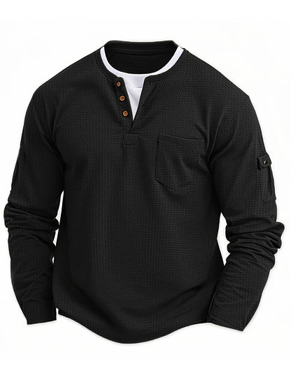 Polo À Manches Longues Avec Col À Boutons Et Poches Fonctionnelles Pour Homme | Idéal Pour Le Quotidien Et Les Occasions Décontractées