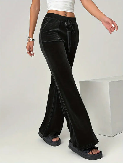Pantalon Femme Évasé à Taille Élastique avec Poches | Idéal pour un Usage Quotidien