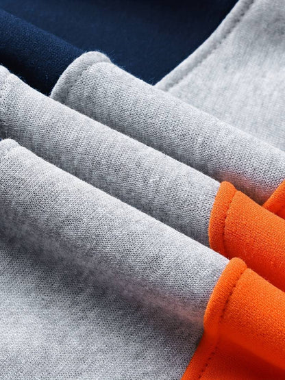 Sweat à capuche colorblock manches longues pour hommes