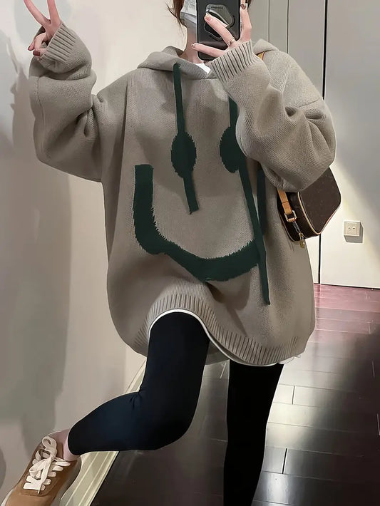 Hoodie à Manches Longues avec Motif Sourire pour Adultes | Idéal pour un Usage Quotidien