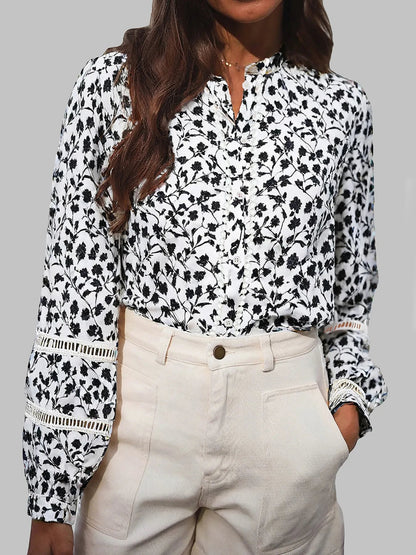 Blouse À Motif Floral Avec Boutons Et Manches Longues Pour Femmes | Idéal Pour Usage Quotidien