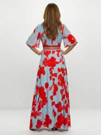 Robe maxi à col V pour femmes