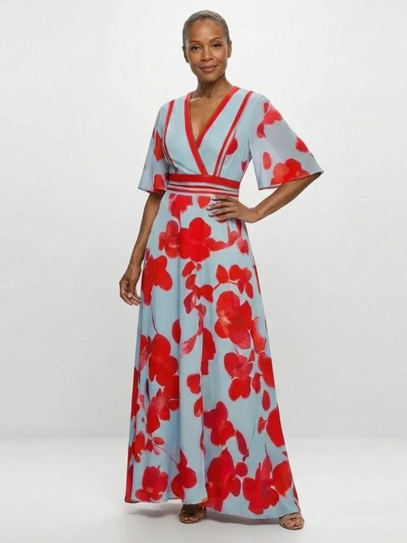 Robe maxi à col V pour femmes