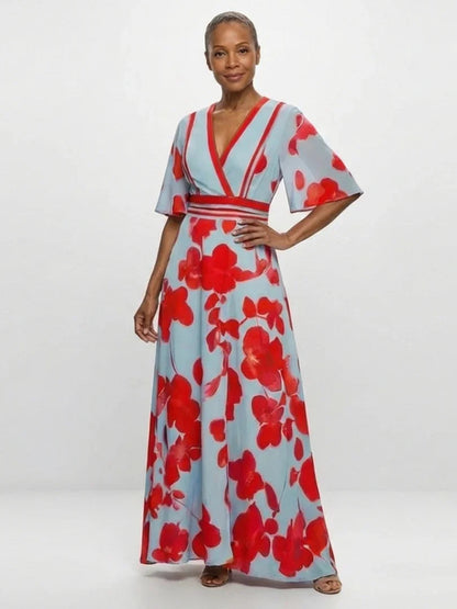 Robe maxi à col V pour femmes
