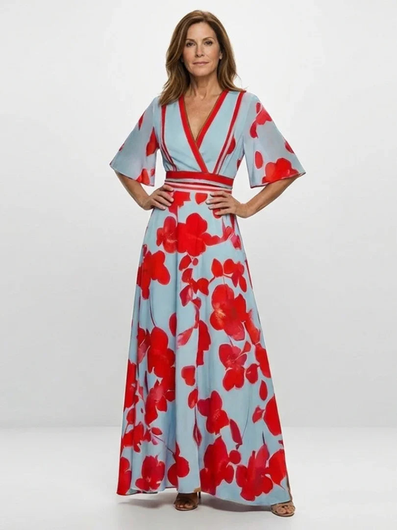 Robe maxi à col V pour femmes