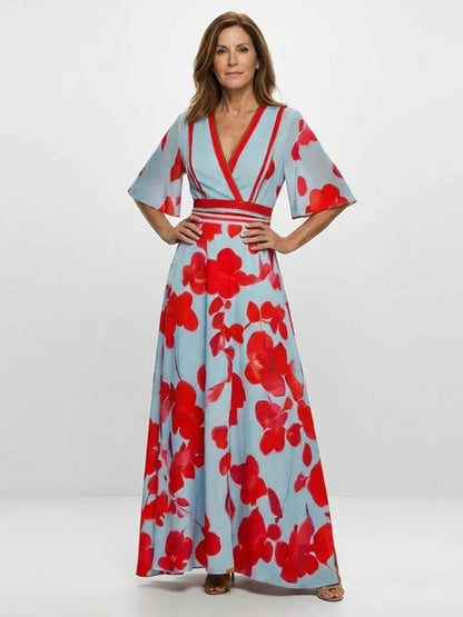 Robe maxi à col V pour femmes