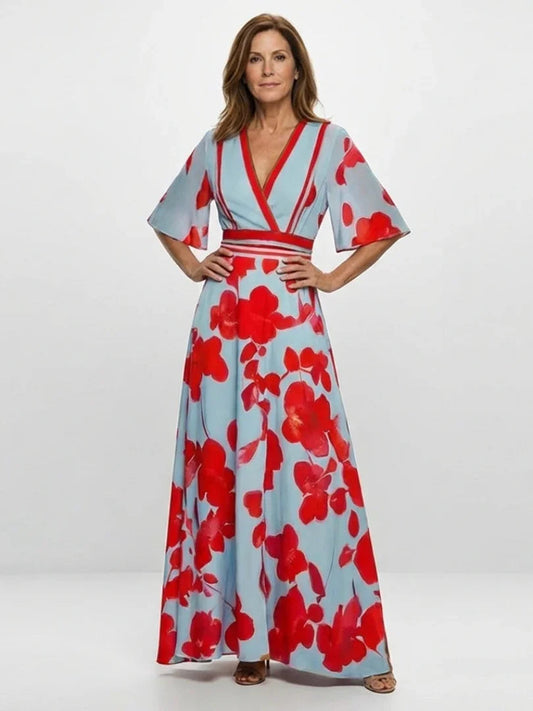 Robe maxi à col V pour femmes
