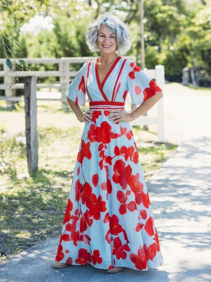 Robe maxi à col V pour femmes