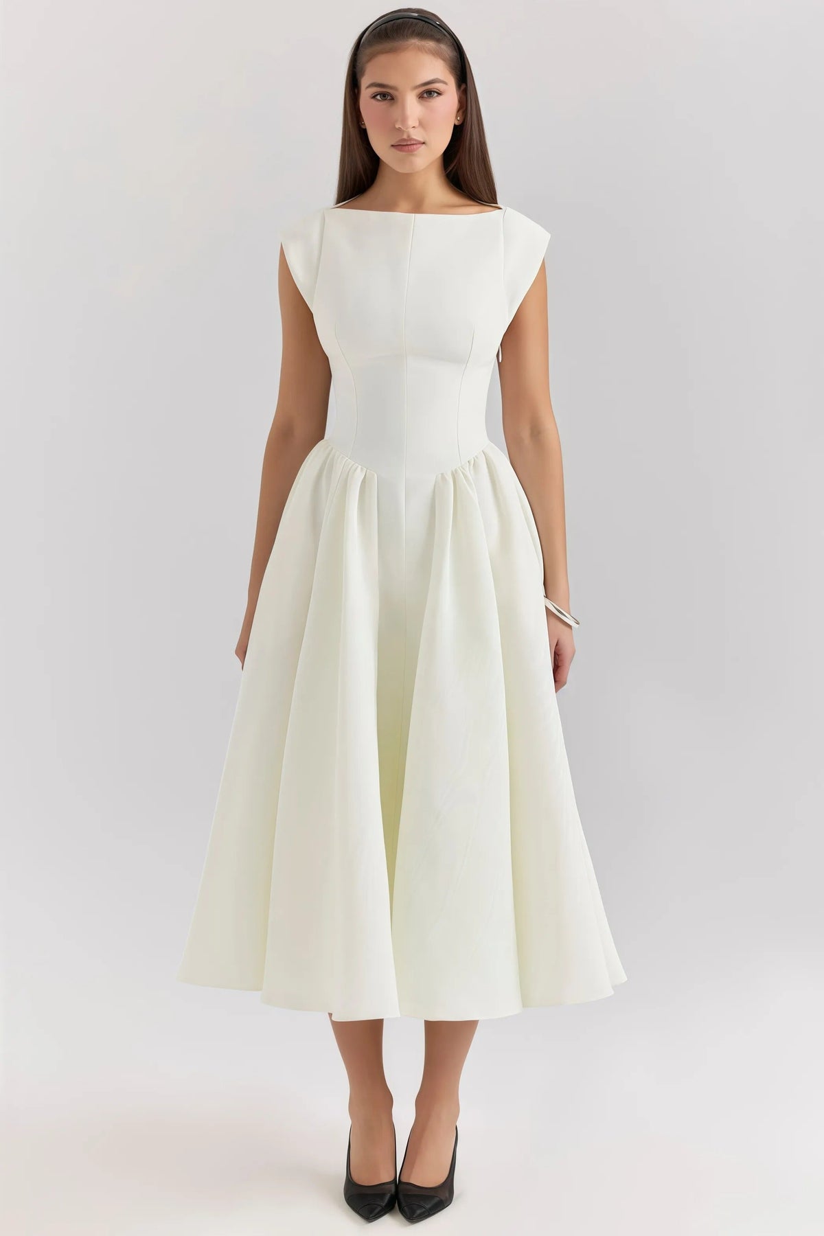 Robe Midi Dos-Nu Avec Détails À Volants Pour Femme | Idéal Pour Usage Quotidien Et Occasions