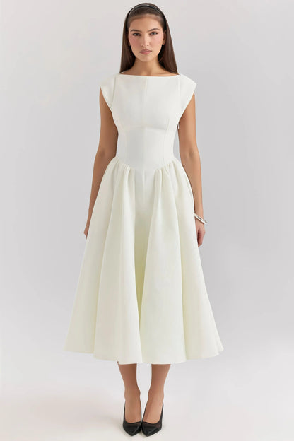 Robe Midi Dos-Nu Avec Détails À Volants Pour Femme | Idéal Pour Usage Quotidien Et Occasions