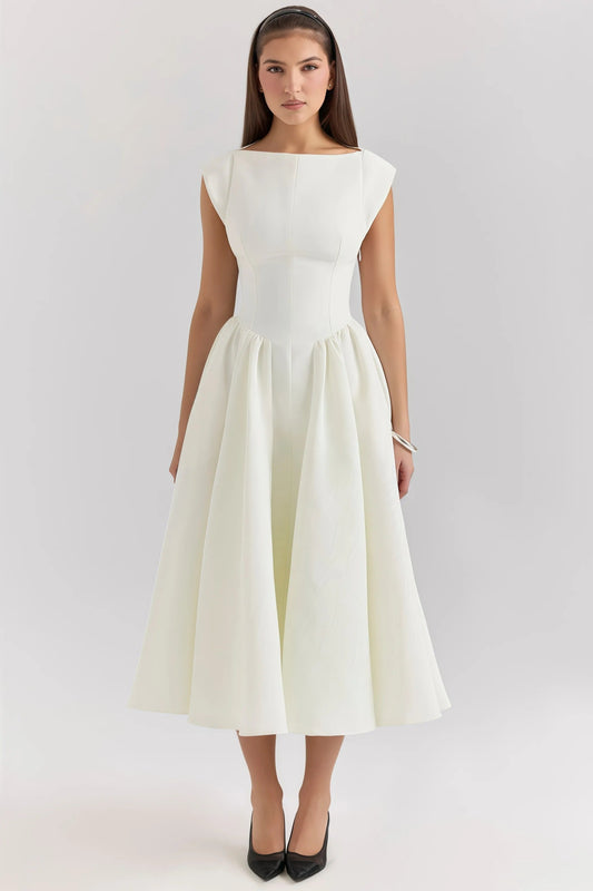 Robe Midi Dos-Nu Avec Détails À Volants Pour Femme | Idéal Pour Usage Quotidien Et Occasions