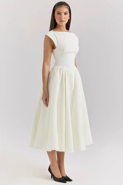 Robe Midi Dos-Nu Avec Détails À Volants Pour Femme | Idéal Pour Usage Quotidien Et Occasions